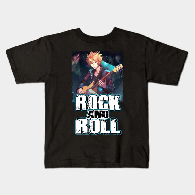 Rock Music Album Cover - Anime Shirt Kids T-Shirt by KAIGAME Art